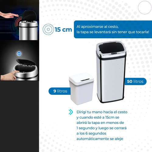 Imagen 3 de 10 de Combo Cestos De Residuos Mio 50 Lts Y 9 Lts. Tbm50l - Tbm9l