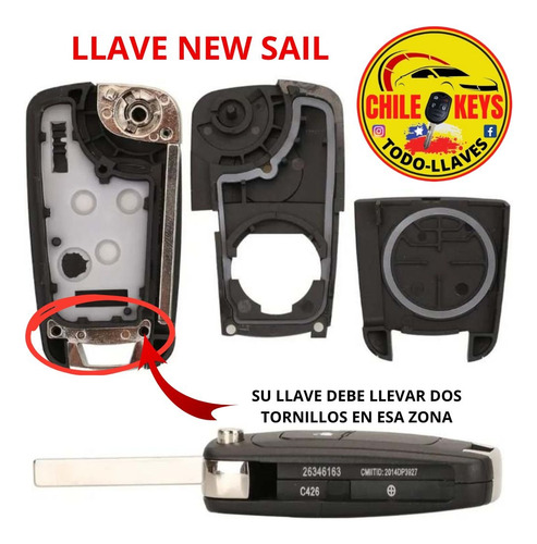 Carcasa Llave Chevrolet 2b Sail New Sail +pila,llavero