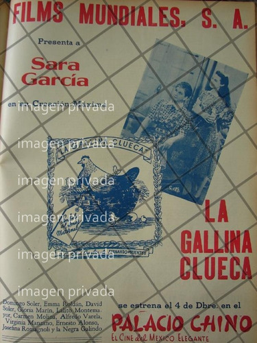 Cartel De Cine Antiguo. Pelicula La Gallina Clueca 1941