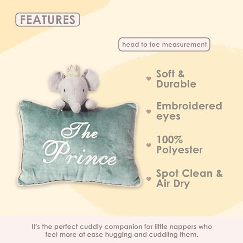 Mon Ami Prince Elephant Almohada Decorativa 11x10, Almohada