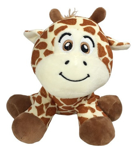 Bicho De Pelúcia Zoo 20cm Girafa Unik Toys Cor Marrom