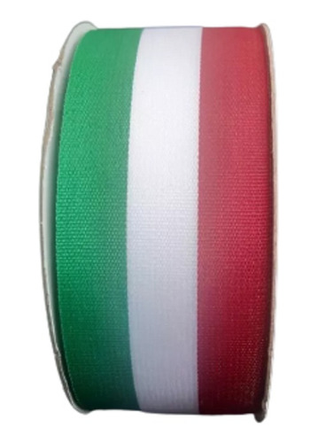 Listón Popotillo Tricolor Patrio #9 3.8cm Rollo 18mts