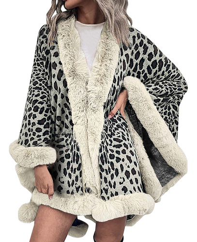 Suéter Tipo Capa Para Mujer, Estilo Chal, Estilo Leopardo, A