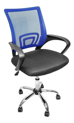 Silla de escritorio Top Living F-SILL2 ergonómica  negra y azul con tapizado de mesh y tela