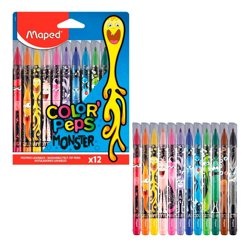 Bolígrafo Hidrocor Monsters de 12 colores, mapeado