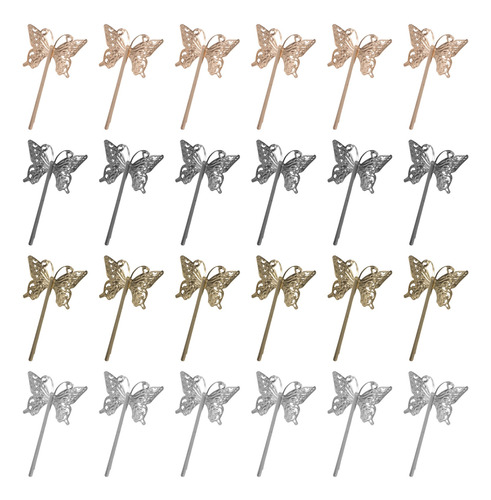 24 Piezas Vintage Mariposas Pinzas Para El Pelo Metalli Toc 