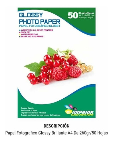 Papel Fotografico Glossy A4. 260 Gr. 200 Hojas Envío Gratis.