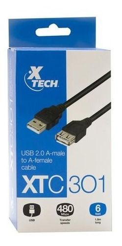 Cable Extensor Usb 2.0 2 Mts Xtech Xtc 301 -zonagamerchile