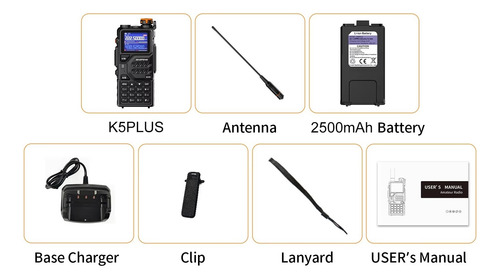 2pz. Radio Baofeng Uv-k5 Plus Uhf/vhf Tri-power Banda Aerea