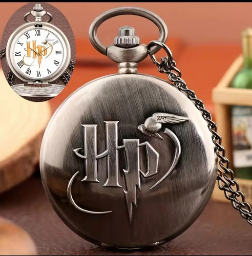 Reloj De Bolsillo Colgante Harry Potter De Coleccion Gris Oscuro