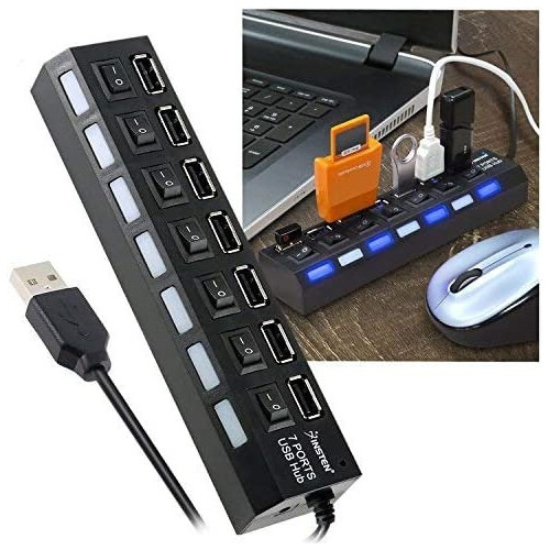 Adaptador Hub Usb 7 Puertos 2.0 Multi Cargador