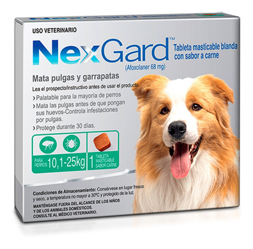 Pastilla Antipulgas Nex Gard 10 - 25 Kilos Antipulgas Perros