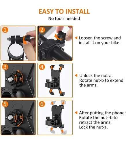 Imagen 6 de 7 de Soporte Teléfono Universal Bicicleta/moto 360° De Rotació