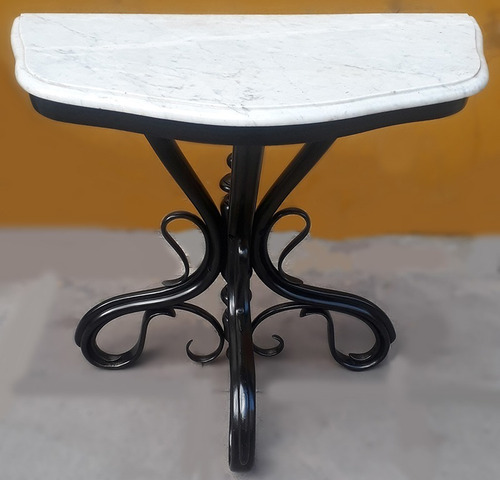 Aparador Console Antigo Estil Thonet Madeira Mármore Carrara