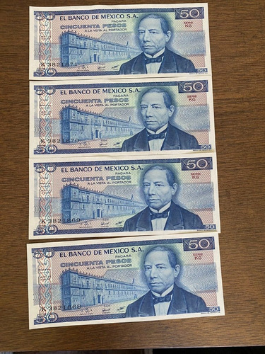 Billetes 50 Pesos Mexicanos 1981 Serie Kg - K3821868 Al 871