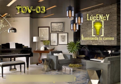Lámpara Ngr Lighting Con Cristal Ámbar, Mod. Tov-03