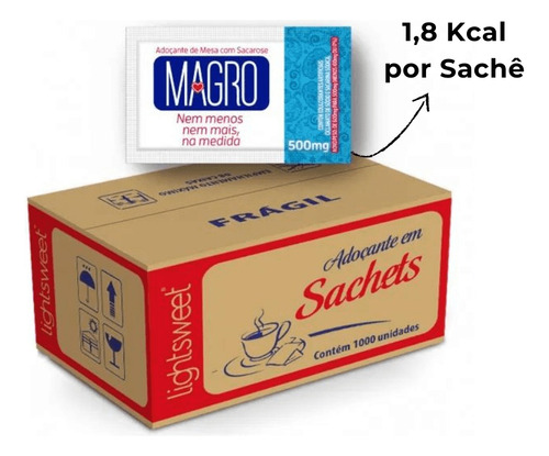 Adoçante De Mesa Magro Tradicional Caixa Com 1000 X 0,5g