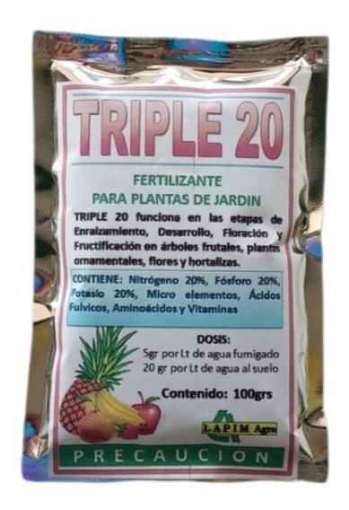 7 Sobres De 100g De Triple 20 Fertilizante Arboles Frutales | MercadoLibre