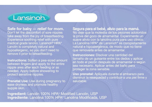 Crema Lanolina Lansinoh Hpa Tubo 40 Gr + 7 Gr