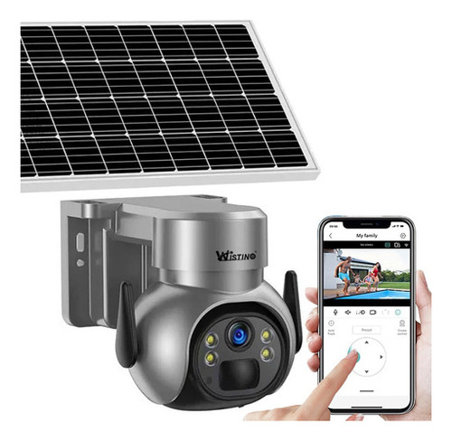 Cámara Solar Para Exteriores, 5.5 W, Grabación 24/7, 4 Mp Ca