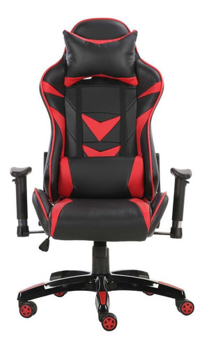 Cadeira de escritório Mobly Craft ergonômica  preta e vermelha com estofado de couro sintético