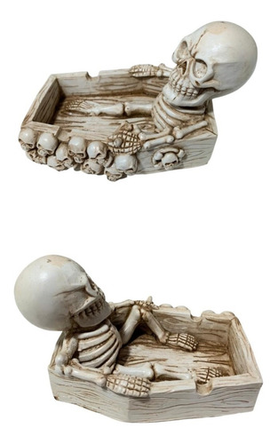 Kit 2 Cinzeiros Esqueleto 3d Crânio Caveira Skull Resina