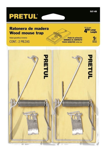 Imagen 2 de 4 de Trampa Raton Madera 4'' 2 Pz Pretul 23709