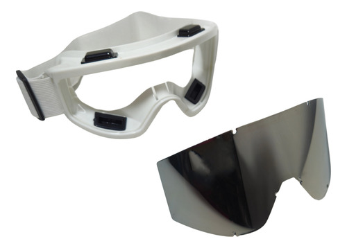 Goggles Para Moto Con Correa Ajustable Todo Terreno 1 Pz Blanco Polarizado Unitalla