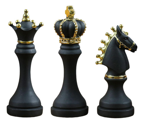 3 Estatuas De Ajedrez Internacionales, Piezas De Negro