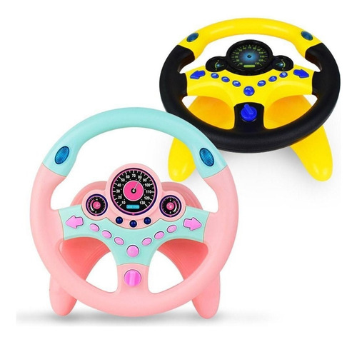 Volante De Co-piloto De Simulação Com Base Para Brinquedo Cor Rosa