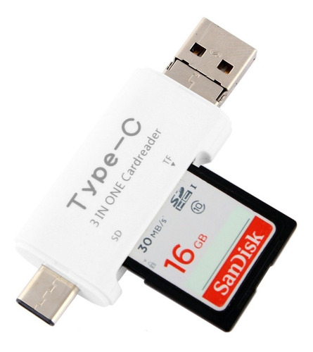 Imagen 2 de 10 de Kit Adaptador Usb C 3 En 1 - Lector De Memoria Sd - Otg Pc