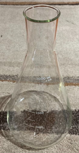 Erlenmeyer Pyrex 3000ml No4980 Borosilicato Con Graduación