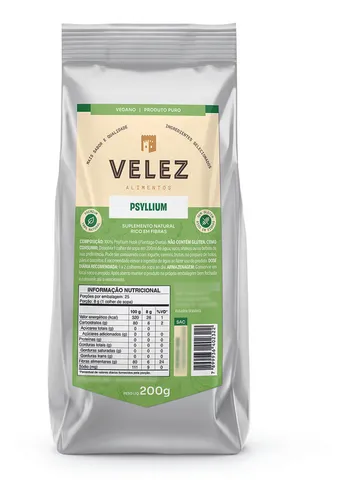 Psyllium Velez 200g Puro Rico Em Fibras 100% Natural