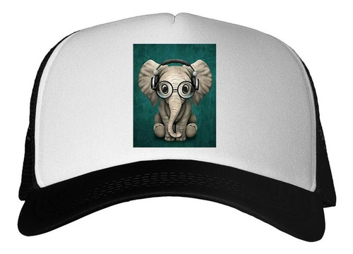 Gorra Elefante Auriculares Art Dibujo Music