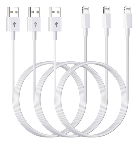 Cable Usb A A Lightning De 3 Pies, Paquete De 3 Cables De Ca