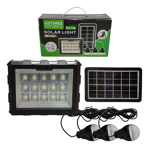 Kit Solar Portátil Panel Luz +3 Lámparas Led Usb Premium