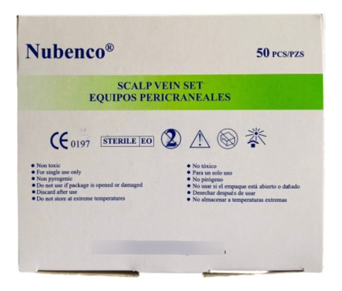 Equipos Pericraneales 21g X 3/4 Caja X50 Unidades Nubenco