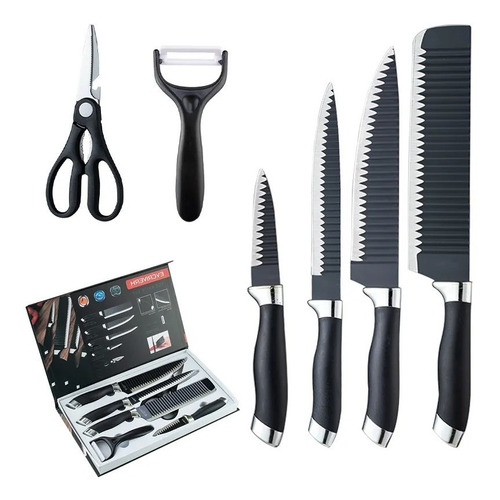 Set Cuchillos Chef Multiusos X6 Antiadherentes Cocina Regalo