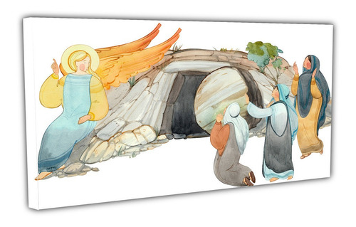 Cuadro Lienzo Canvas 30x110cm Tumba Jesus Tercer Día Angel