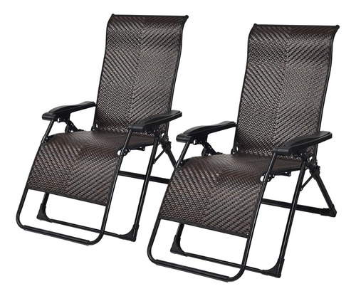 Tangkula 2 Pcs Rattan Zero Gravity Chair, Sillón Plegable Aj