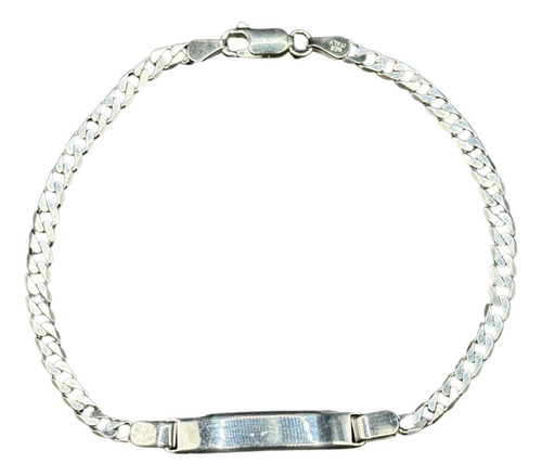 Pulsera Piocha Grumet Gruesa Plata Fina 925 Mas Caja 21 Cm