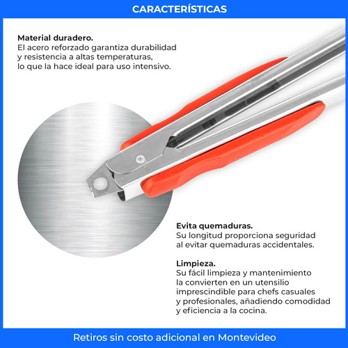 Pinza Parrillera Multiuso 30 Cm Cocina Acero Reforzada