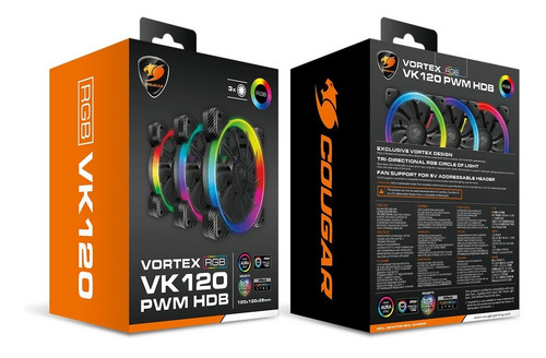 Kit Cooler Fan Com 3 Unidades Cougar Vortex Vk120 Argb