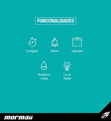 Relógio Mormaii Wave Masculino Feminino Digital Preto Verde