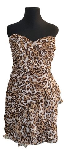 Vestido Mini Animal Print Strapless Corset Fiesta Noche