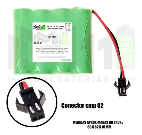 Bateria para carrinho de controle remoto 7,2V 1800mah AA plug smp02  recarregáveis