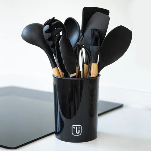 Pack Bateria Copper 7pz + Set 12 Utensilios Negro Simplit