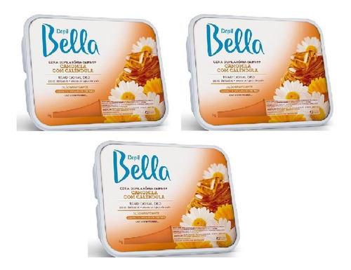 Depil Bella Cera Depilatória Camomila 1kg Kit 3uni