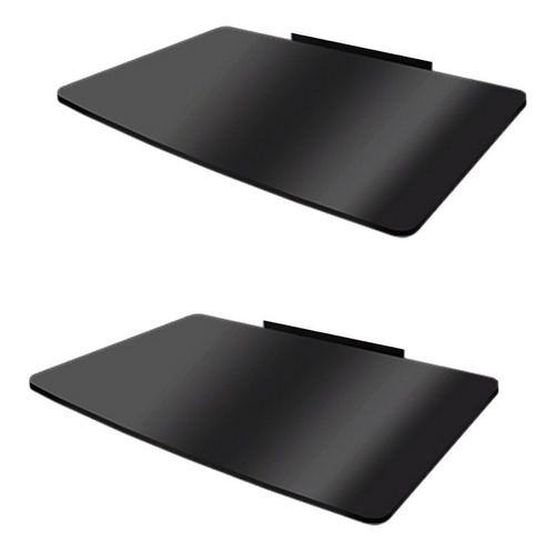 Kit 2 Repisa De Cristal Templado Flotante De Pared Dvd Negro