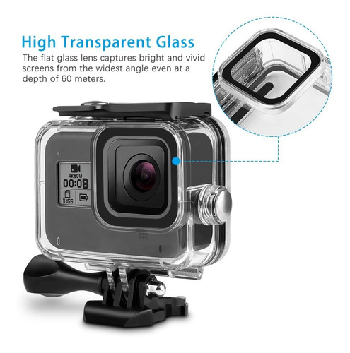 Imagen 4 de 10 de Carcasa Sumergible Para Camara Gopro Hero 8 Black 60 Mts